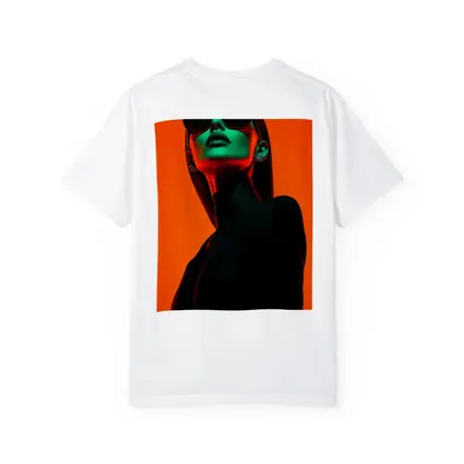 Fashion Woman Green Light Orange Background