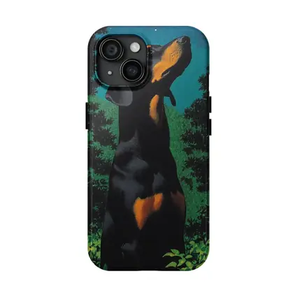 Doberman Pinscher Gazing at Night Sky