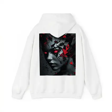 Shattered Woman Face Red Glowing Eyes