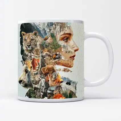 Woman Face Wildlife Nature Collage Art