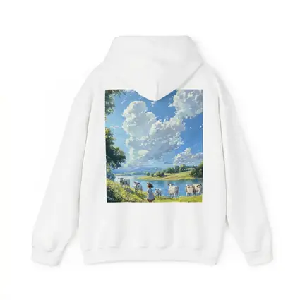 Anime Girl With Cows By River