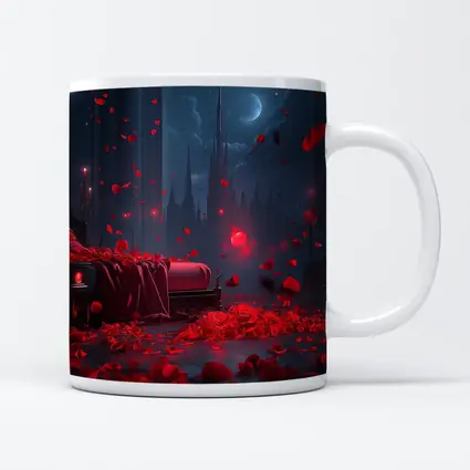 Red Rose Petals Dark Gothic Night Scene