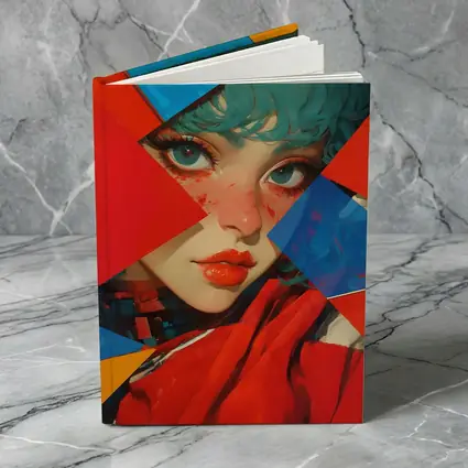 Teal Hair Girl Geometric Abstract Pop Art