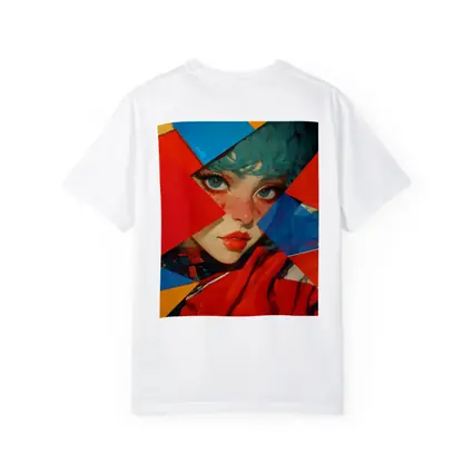 Teal Hair Girl Geometric Abstract Pop Art