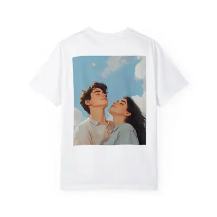 Young Couple Looking Up Blue Sky