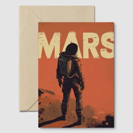 Astronaut Standing Alone On Mars Surface
