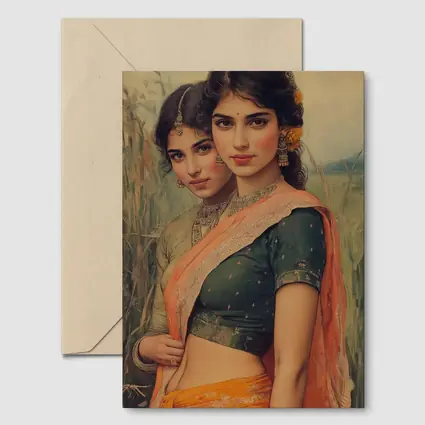 Indian Women in Sarees Field Painting