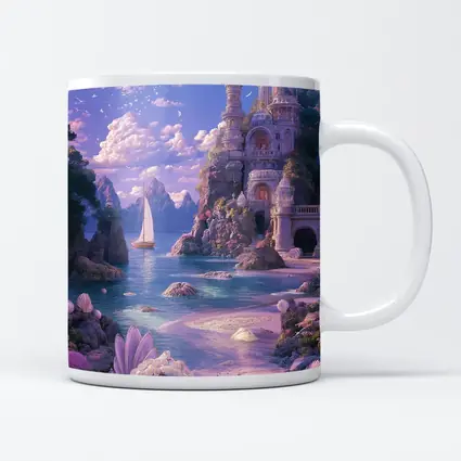 Fantasy Castle Beach Seashells Dreamy Coastal Scene