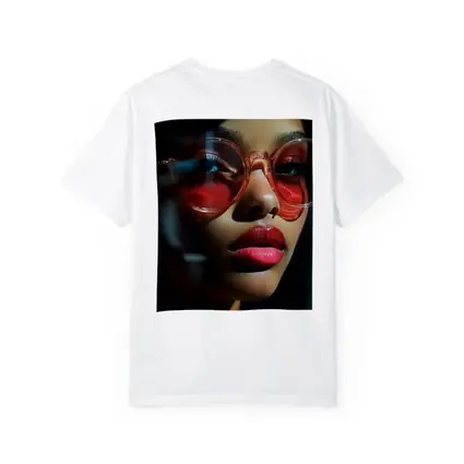 Woman Red Sunglasses Bold Lips Dark Background