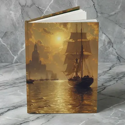 Tall Ship Venice Canal Golden Sunset Painting