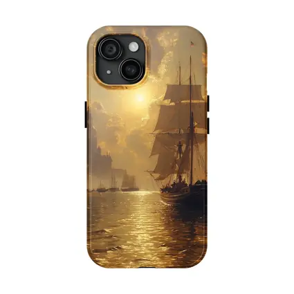 Tall Ship Venice Canal Golden Sunset Painting