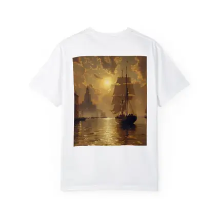 Tall Ship Venice Canal Golden Sunset Painting