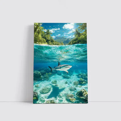 Reef Shark Swimming Tropical Island Underwater