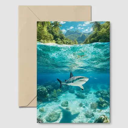 Reef Shark Swimming Tropical Island Underwater