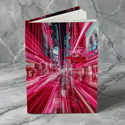 Neon Pink City Street Light Trails Night