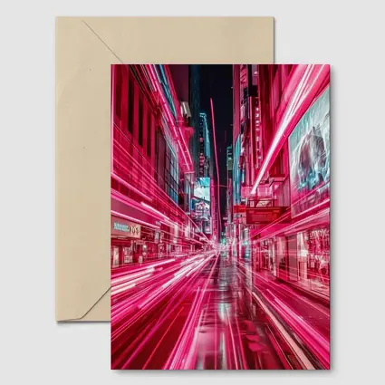Neon Pink City Street Light Trails Night