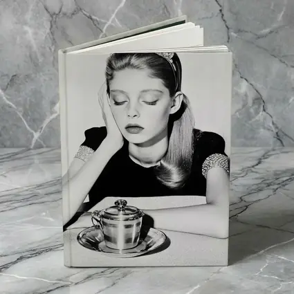 Black and White Retro Girl Tea Portrait