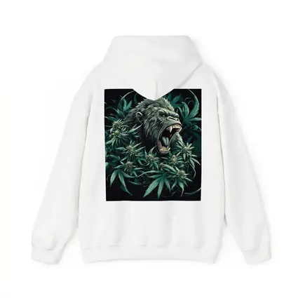 Roaring Gorilla Surrounded By Cannabis Leaves