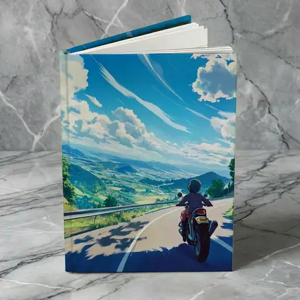 Anime Motorcycle Rider Open Road Countryside