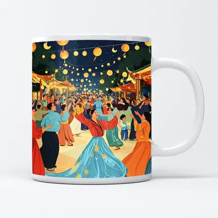 Mid Autumn Festival Dance Lanterns Night Illustration