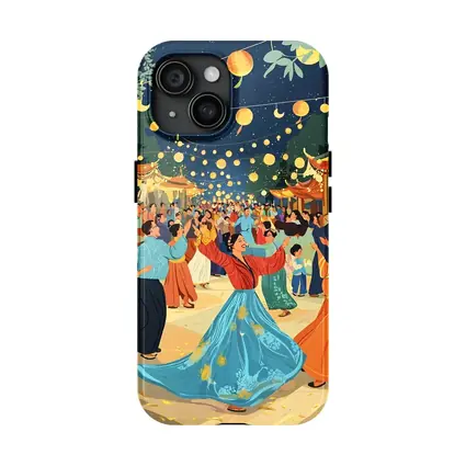 Mid Autumn Festival Dance Lanterns Night Illustration
