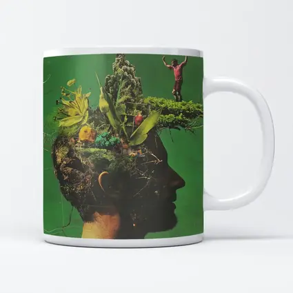 Man Head Nature Growth Collage Green Background