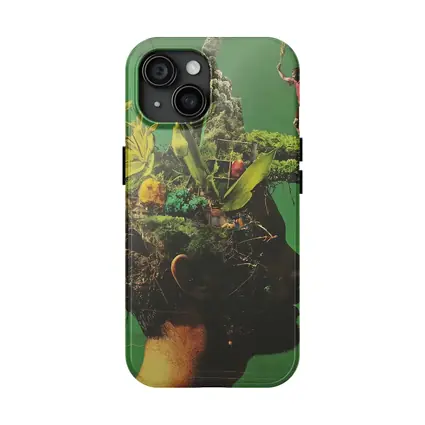 Man Head Nature Growth Collage Green Background
