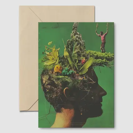 Man Head Nature Growth Collage Green Background