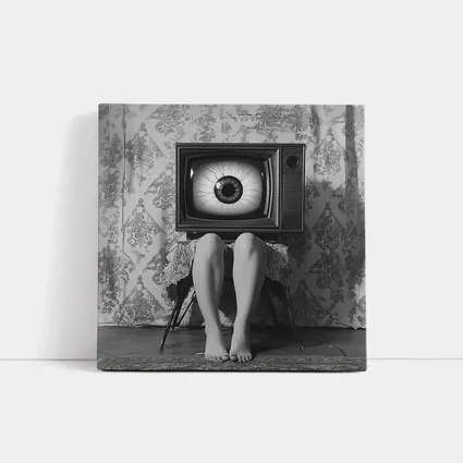 Retro TV Giant Eye Surreal Black White