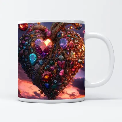 Jeweled Anatomical Heart Floating Twilight Sky