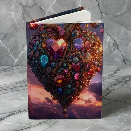 Jeweled Anatomical Heart Floating Twilight Sky