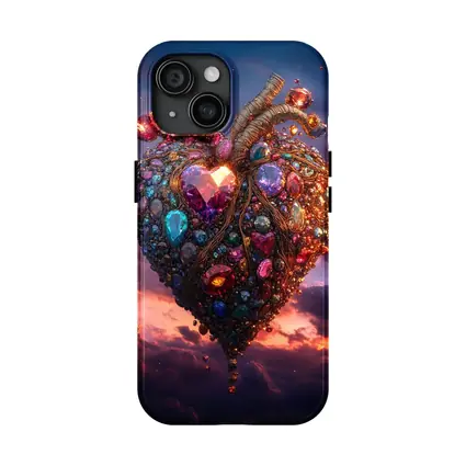 Jeweled Anatomical Heart Floating Twilight Sky