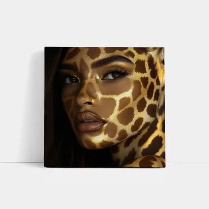 Woman Face Giraffe Pattern Gold Body Art