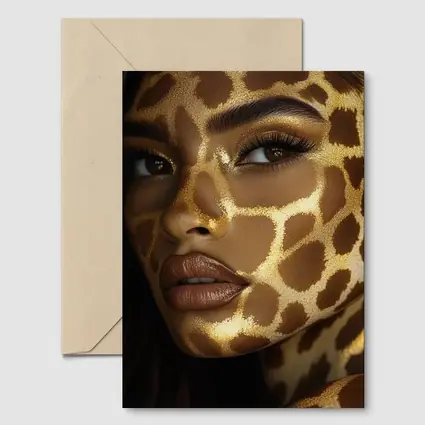 Woman Face Giraffe Pattern Gold Body Art