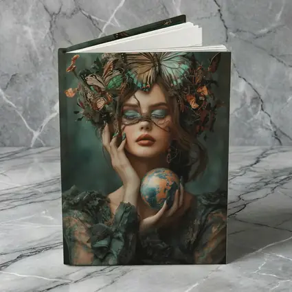 Woman With Butterflies Holding Earth Globe