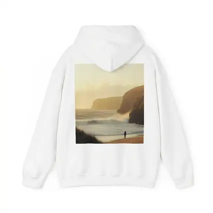 Lone Figure Standing on Golden Coastal Beach