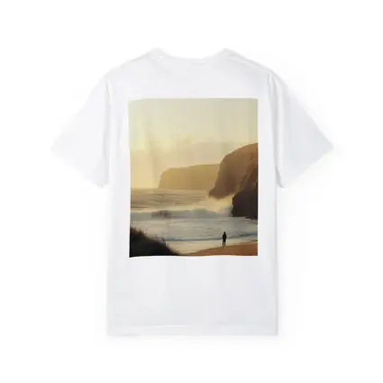 Lone Figure Standing on Golden Coastal Beach