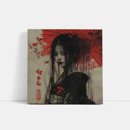 Dark Geisha Red Umbrella Japanese Art