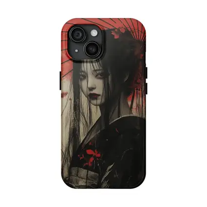 Dark Geisha Red Umbrella Japanese Art