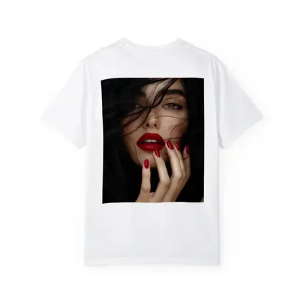 Dark Hair Woman Red Lips Portrait