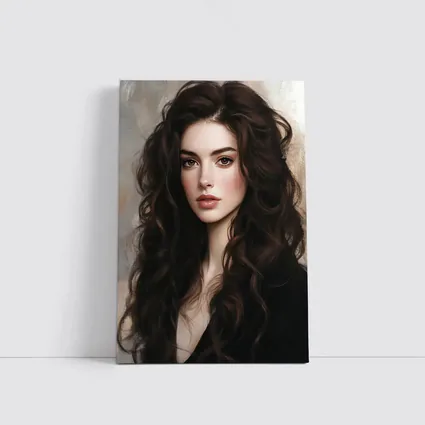 Dark Hair Woman Portrait Digital Art Painting