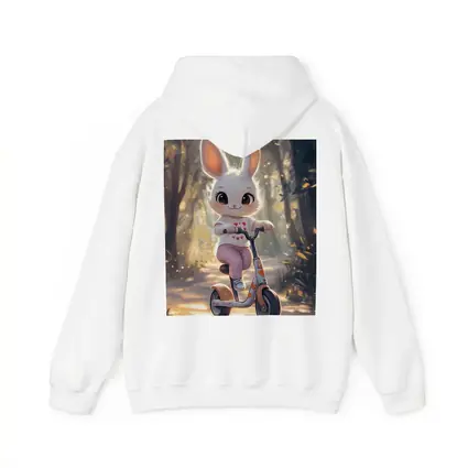 Cute Bunny Riding Scooter Forest Path