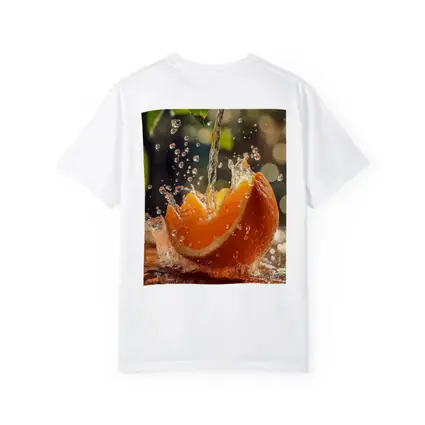 Fresh Orange Slice Water Splash Green Leaves