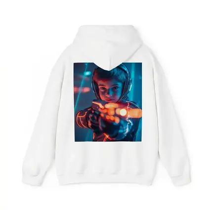 Boy with Neon Laser Gun Cyberpunk Style