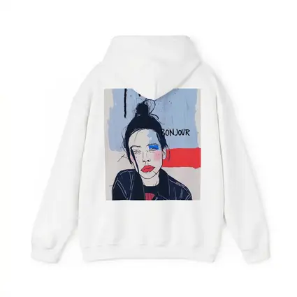 Bonjour French Girl Portrait Blue Red