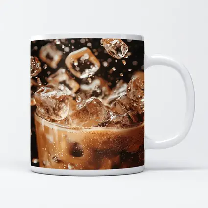 Iced Coffee Glass Ice Cubes Dark Background