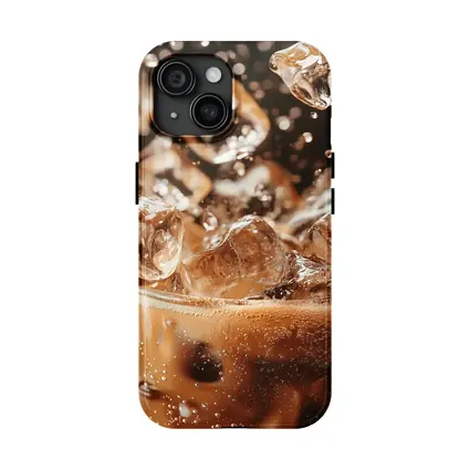 Iced Coffee Glass Ice Cubes Dark Background