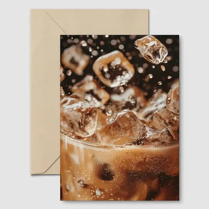 Iced Coffee Glass Ice Cubes Dark Background