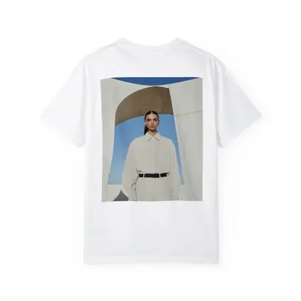 Woman Cream Outfit Minimalist Architectural Setting