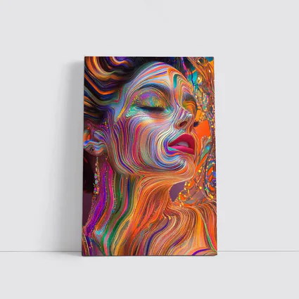 Colorful Swirling Paint Woman Face Art